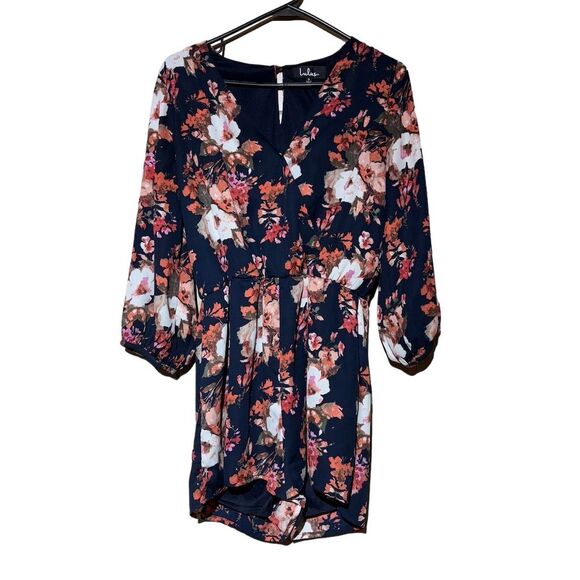 Lulus Women's Small Floral Long Sleeve Romper V-Neck Casual Spring - Picture 2 of 6